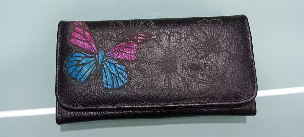 Billetera de Cuero para Dama Mariposa Morada