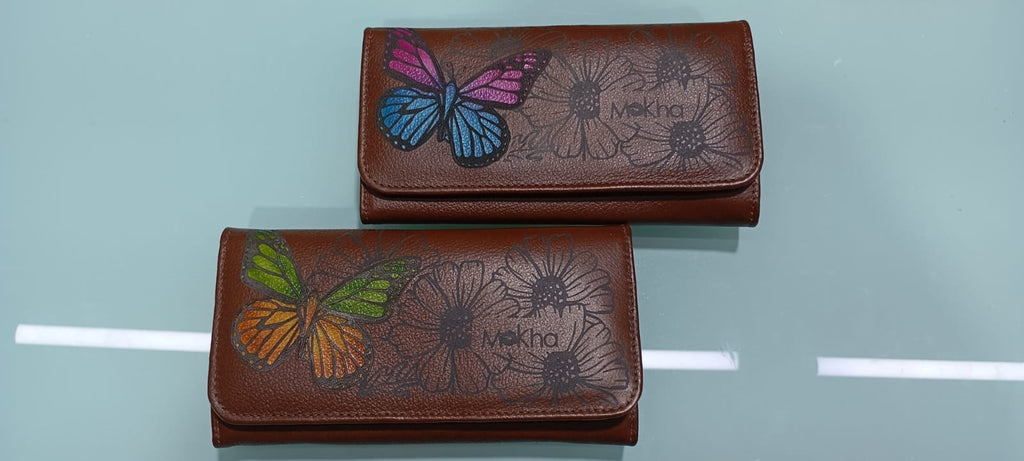 Billetera de Cuero para Dama Mariposa Morada