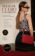 Bolso bandolera de cuero rojo con textura trenzada y correa tejida