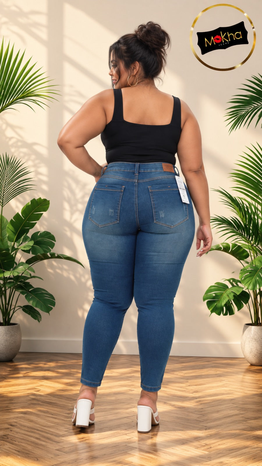 Jean unisex azul medio, vista posterior