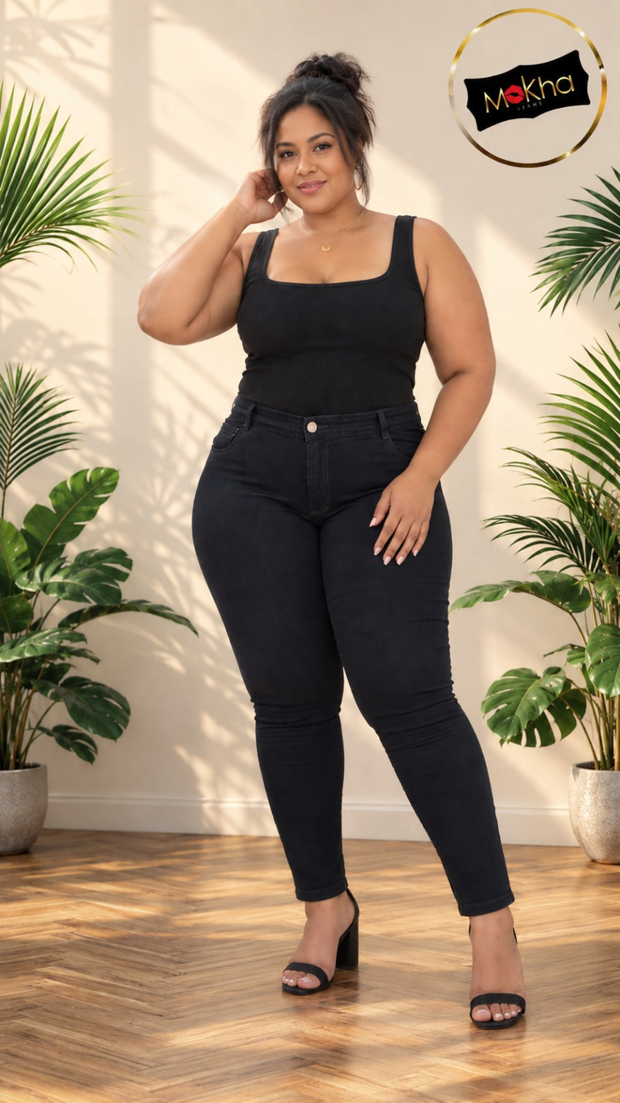 Jean unisex negro, vista frontal